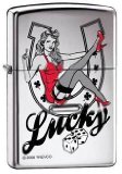 Silver Lighter with Dice and Lucky Lady