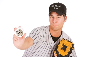 Baseball player throwing dice