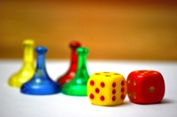 Dice with Board Game Pieces Dice with Board Game Pieces